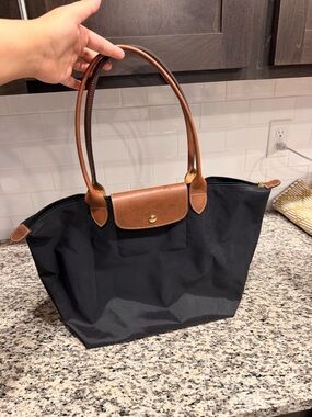 Longchamp Black and Brown Large Tote Bag